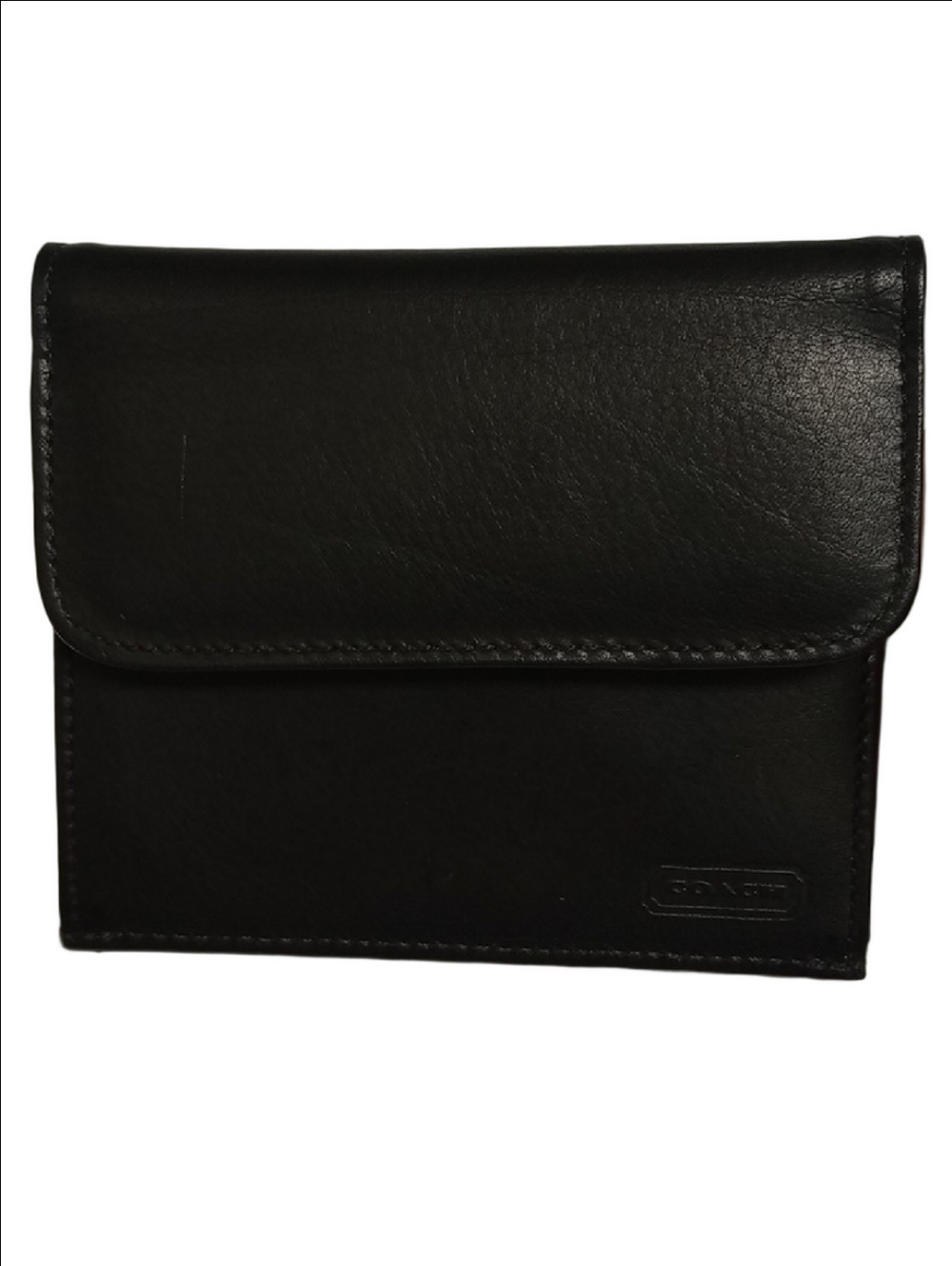 COACH BLACK VINTAGE 1970's GENUINE LEATHER CARD HOLDER SNAP ON MINI WALLET - Picture 2 of 11